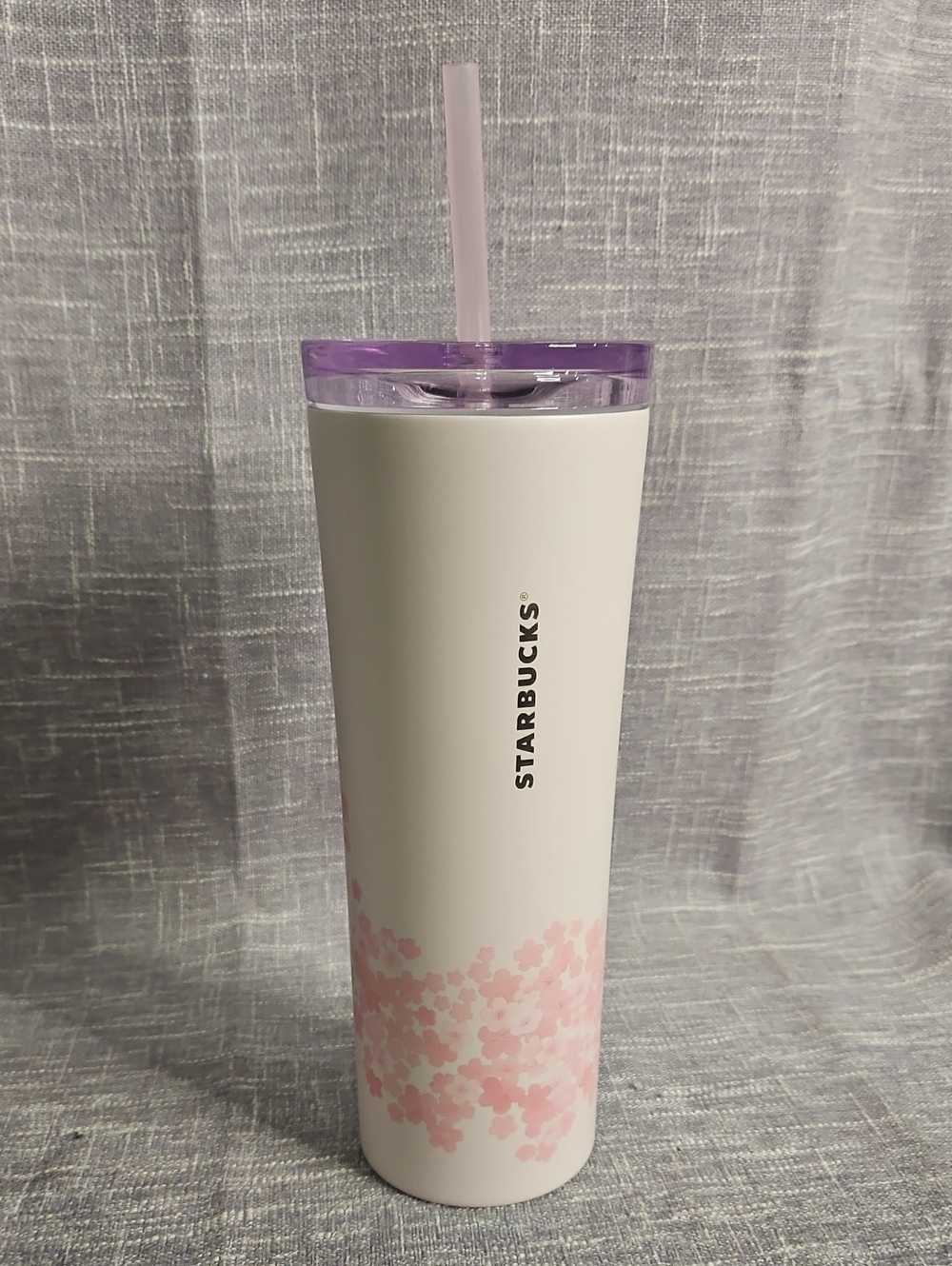 Starbucks White & Pink Cherry Blossom Cold-Drink Vessel with Lid